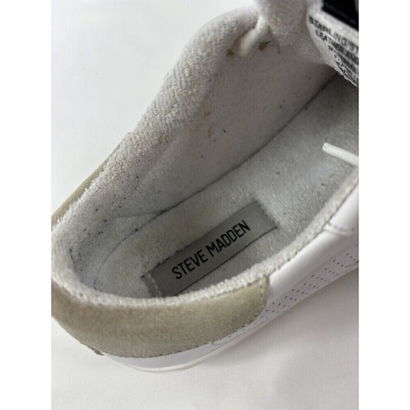 Steve Madden Starling Sneaker White Grey Suede Size 8.5 Perforated Star Accent - Picture 12 of 13